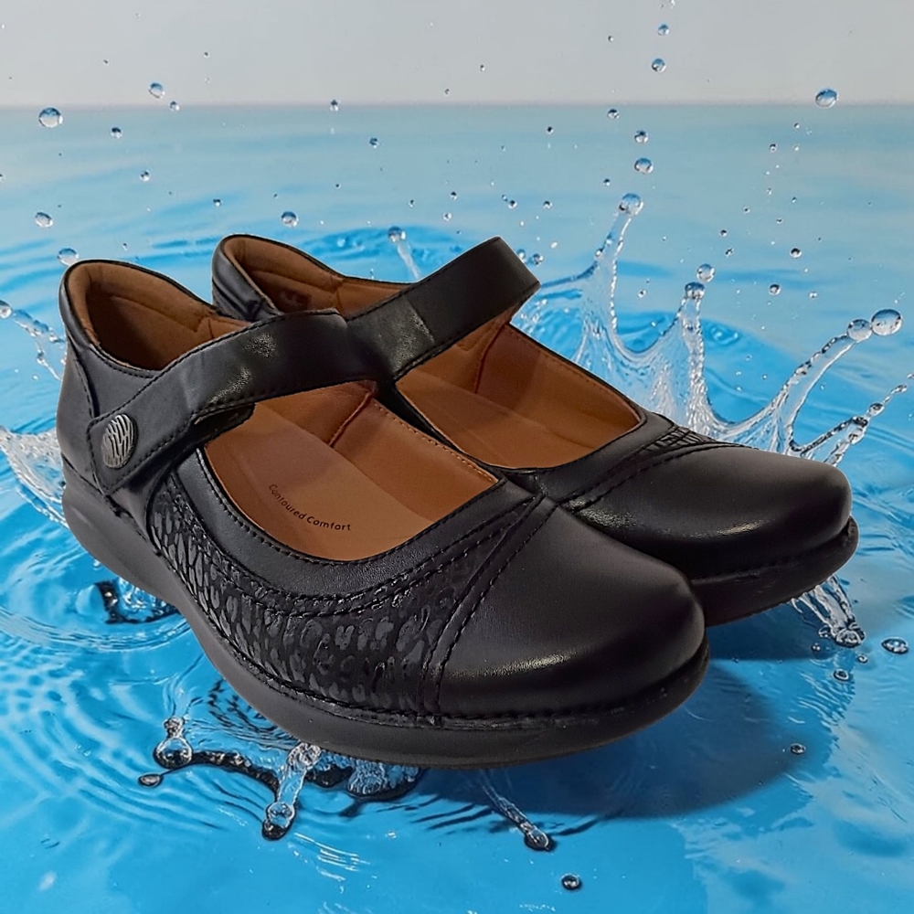Clarks Appley Walk Mary Jane Shoes Sz 9M Womens Black Leather Comfort Modest - Picture 16 of 16